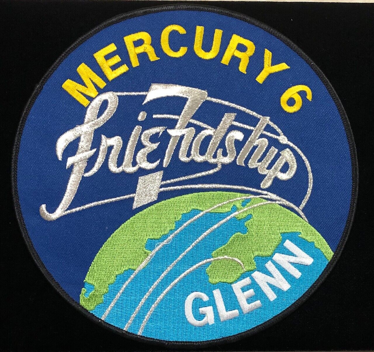 John Glenn / Friendship 7- Mercury 6 Large Jacket Silver Bullion Thread Patch