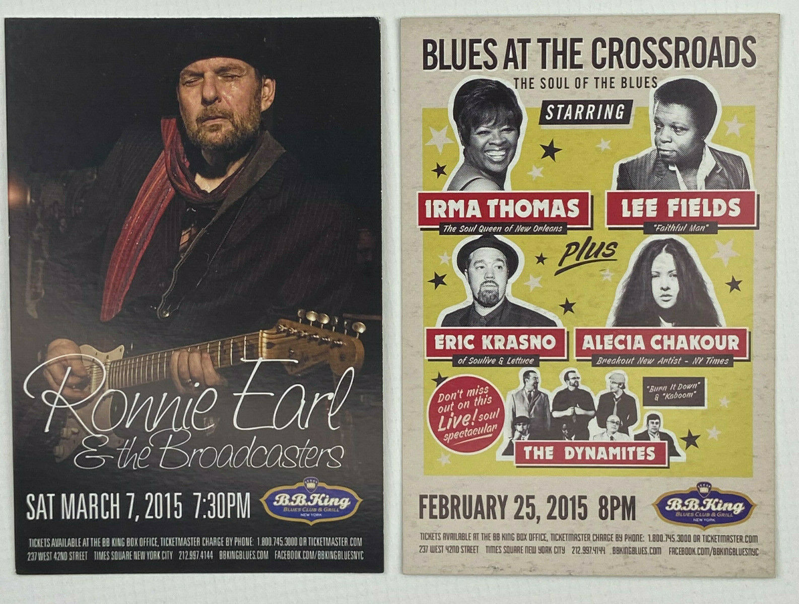 Ronnie Earl Ad Flyer Handbill Nyc Bb King Concert 2015 Irma Thomas Lee Fields